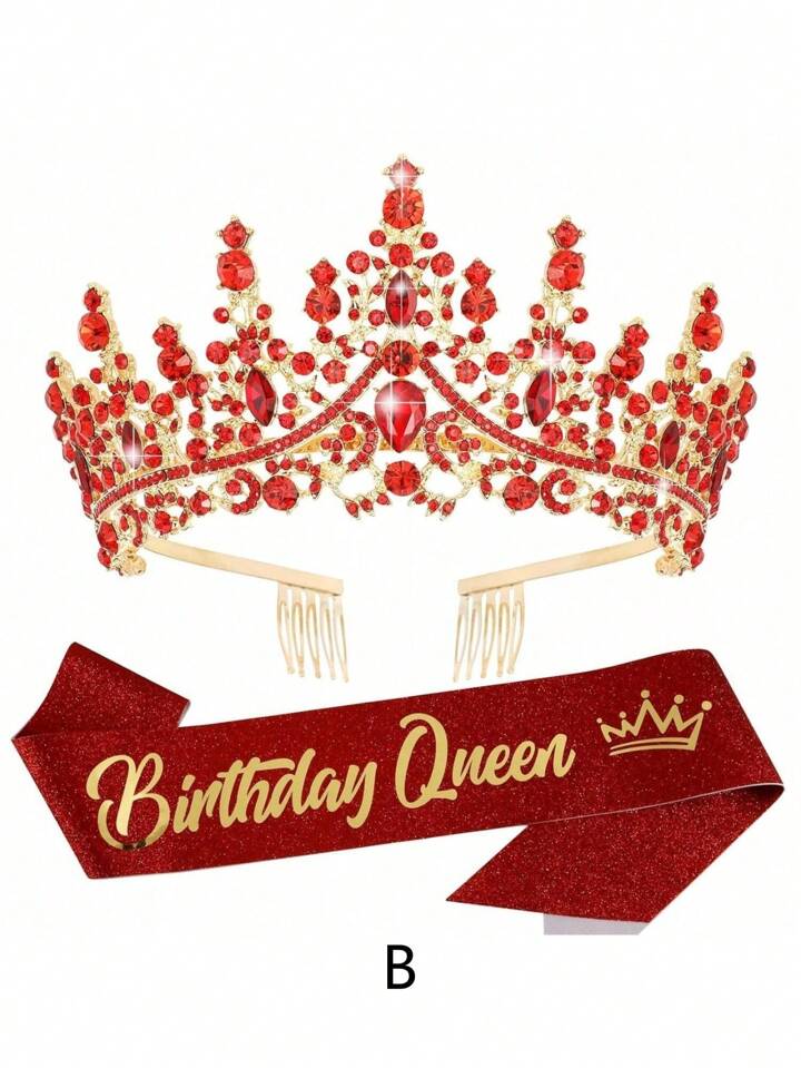 Birthday Queen Sash and Tiara Red