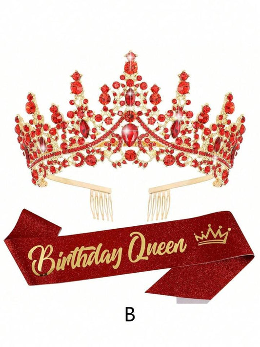 Birthday Queen Sash and Tiara Red